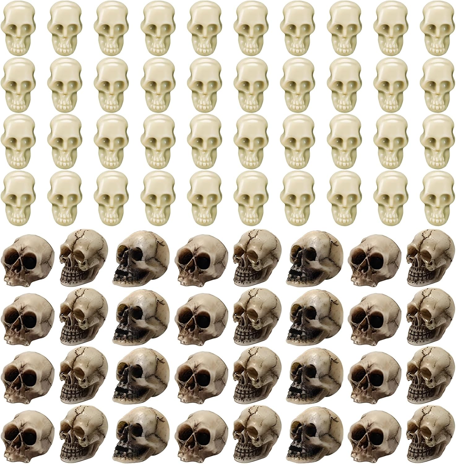 Bbiamsleep 80 Pcs Halloween Mini Skulls Mini Resin Skeletons Heads Miniature Skull Heads Figurine for Halloween Vase Filler Party Decor