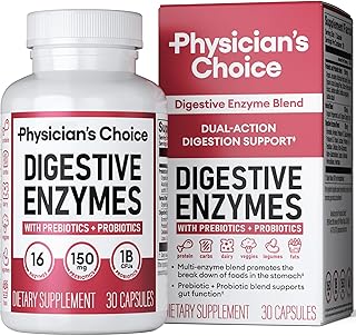 Physician's CHOICE Digestive Enzymes - Multi Enzymes, Bromelain, Organic Prebiotics & Probiotics for Digestive Health & Gut Health - Bloating & Meal Time Discomfort - Dual Action - All Diets - 30 CT