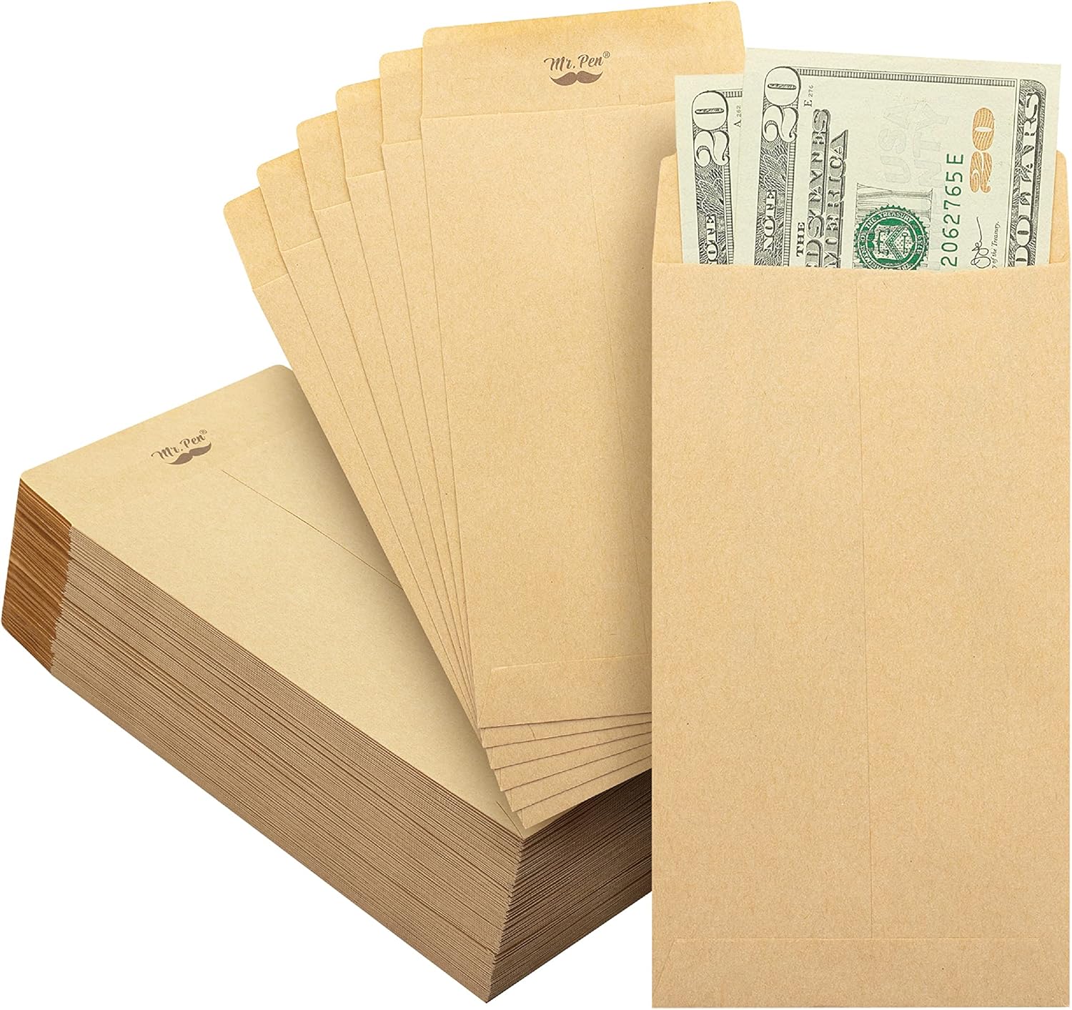 Mr. Pen- Money Envelopes, 100 Pack, 6.5" x 3.5", Cash Saving Challenge, Small Money Budgeting Envelopes