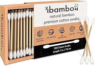 200 Pack 100% Bamboo Cotton Swabs - Double Tipped Cotton Buds for Ear Cleaning | Bamboo Swabs for Beauty & Personal Care | FSC Certified & Hypoallergenic, Suitable for All Ages and Pets