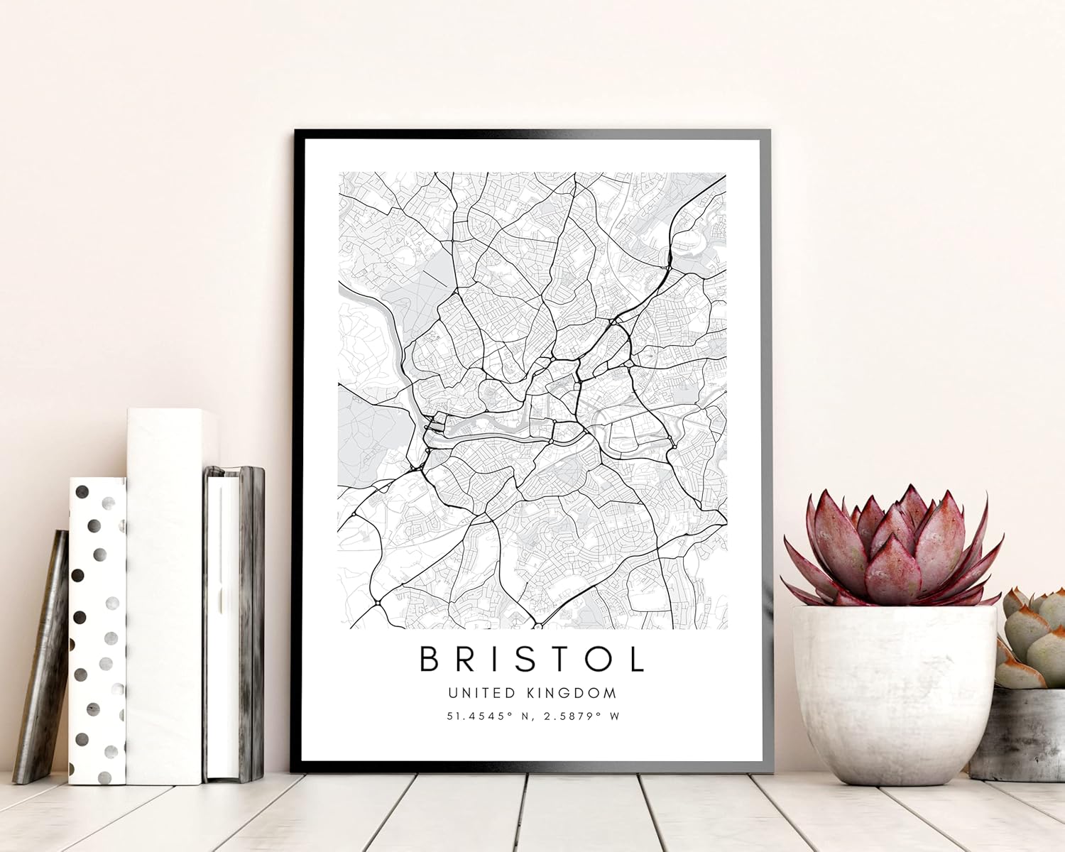 State Media Vision Minimalist City Map Poster, City Coordinates Posters, Living Room Bedroom Decor (UK Cities) (Bristol, A4 (29.7cm x 21cm))
