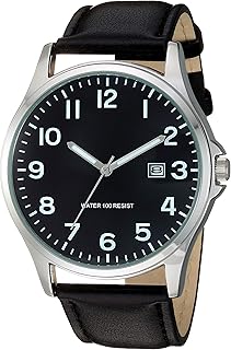 Amazon Essentials Men's Easy to Read Strap Watch