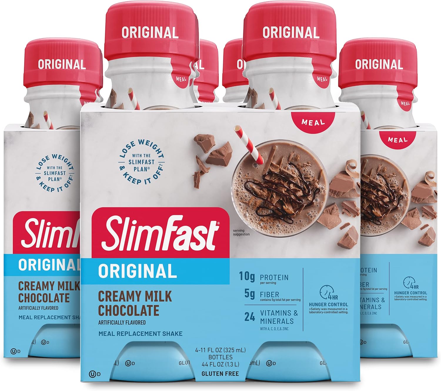 SlimFast Meal Replacement Shake, Original Creamy Milk Chocolate, 10g of Ready to Drink Protein, 11 Fl. Oz Bottle, 4 Count (Pack of 3) (Packaging May Vary)