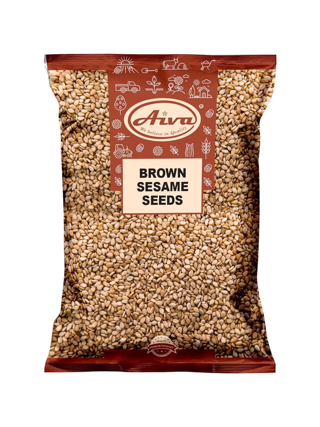Aiva Sesame Seeds Brown (5 LB) β Whole Unhulled Seeds for Cooking, Baking, and Garnishing