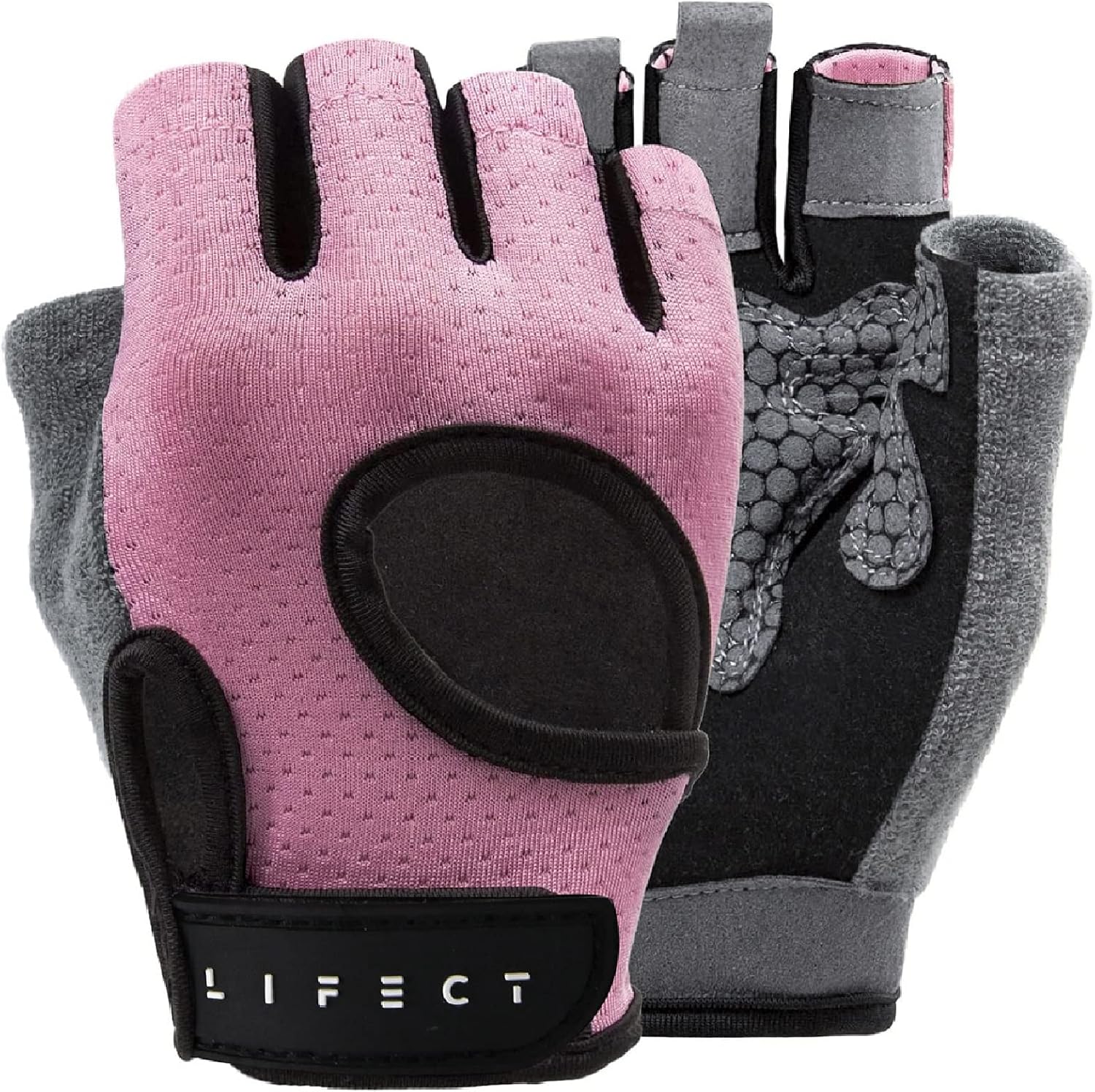 LIFECT Essential Workout Gloves Breathable Fingerless Weightlifting Gloves with Ankle and Curved Open Back for Powerlifting Crossfit Men Women