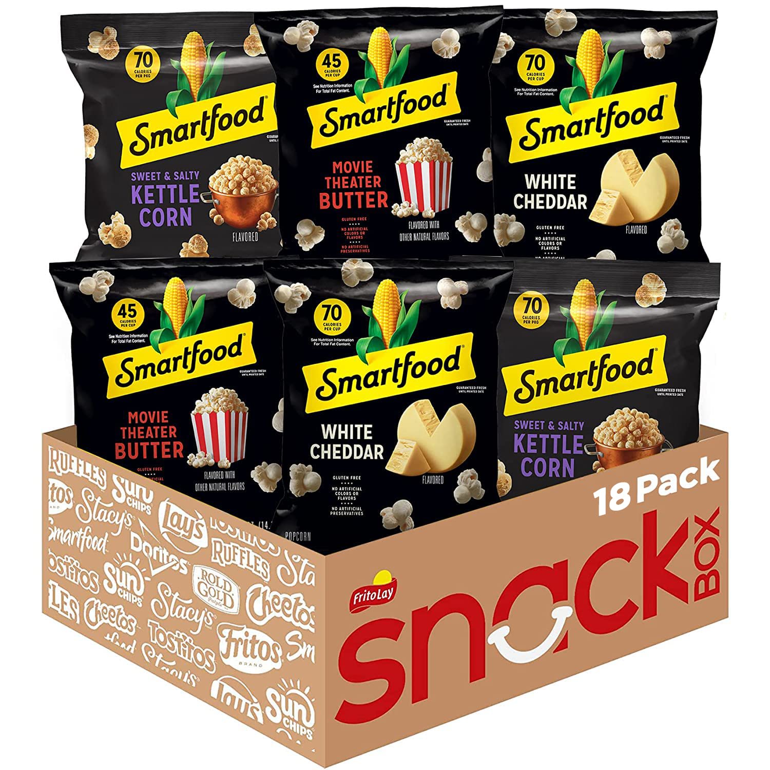 Smartfood Popcorn, Variety Pack, 0.5 Ounce (Pack of 18)