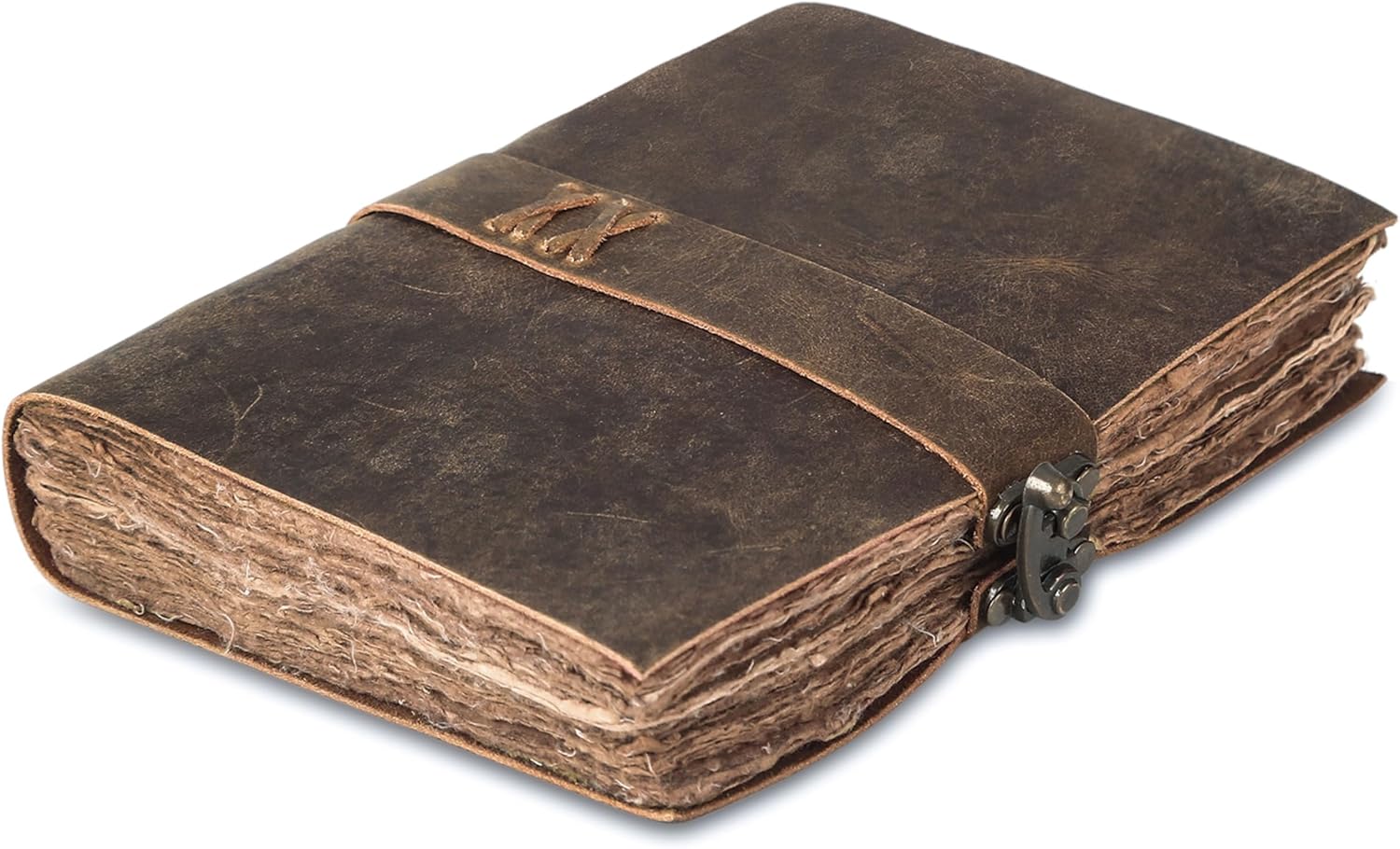 Vintage Leather Journal Handmade Buffalo Non-Refillable Deckle Edge Paper – Leather Bound Journal for Women Men Vintage C-Lock Closure Ideal for Writing & Travel for Artists