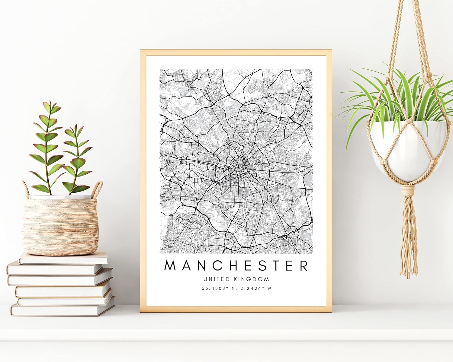 State Media Vision Minimalist City Map Poster, City Coordinates Posters, Living Room Bedroom Decor (UK Cities) (Manchester, A3 (42cm x 29.7cm))