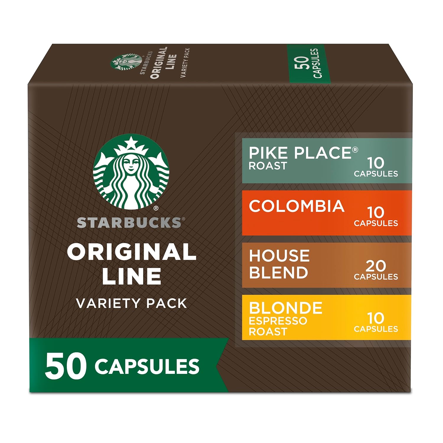 Starbucks by Nespresso Original Line Mild Variety Pack Coffee, 50-count Espresso Pods