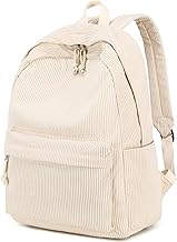 School Backpack for Teens Large Corduroy Bookbag Lightweight 17 inch Laptop Bag for Girls Women Casual High School College (Corduroy-Beige)