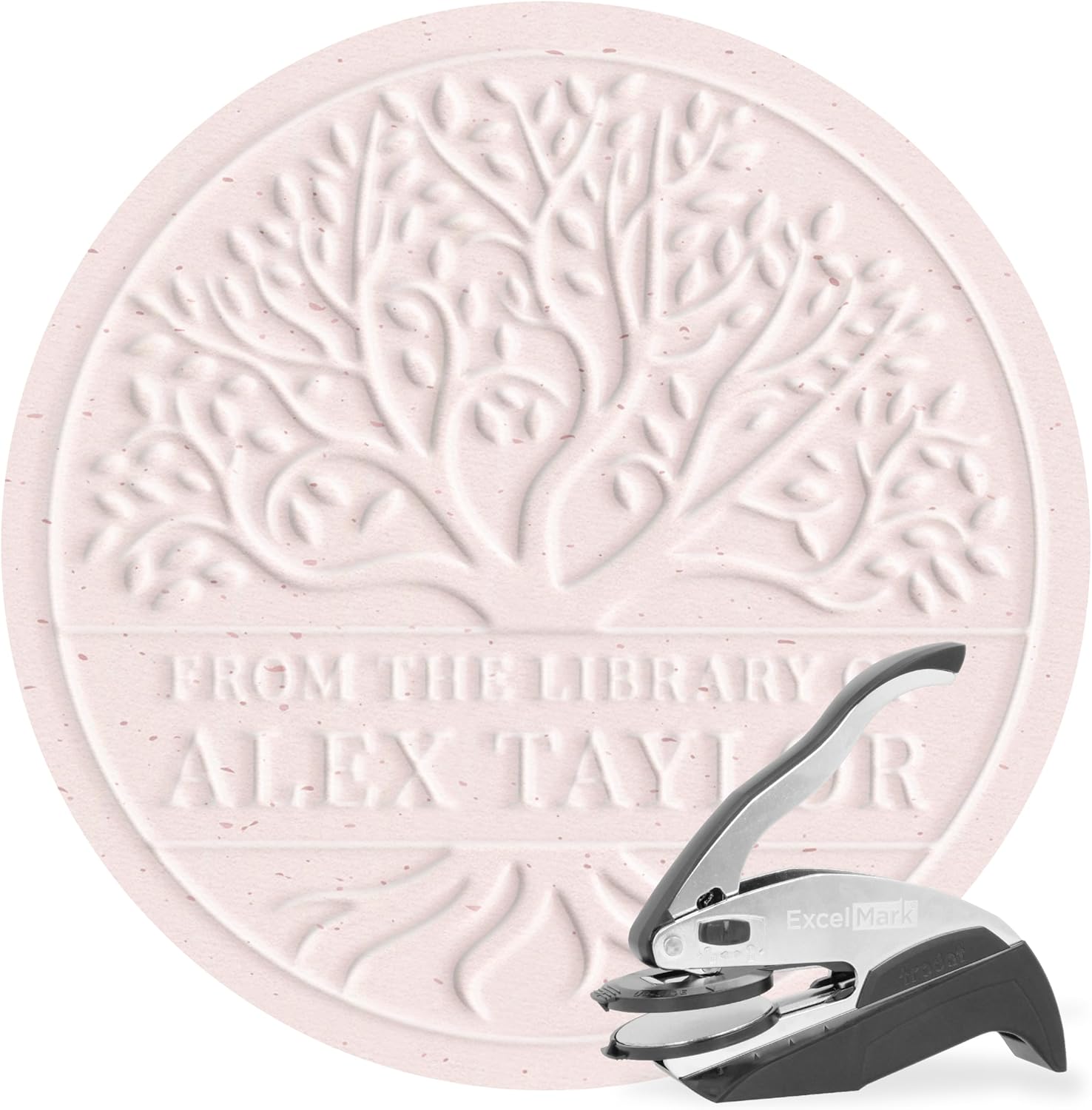 ExcelMark Personalized Book Embosser - Tree Life (Round)