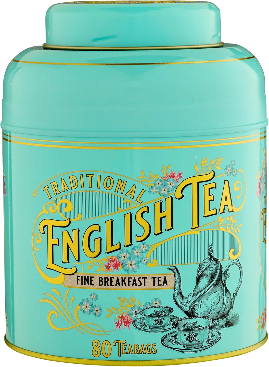 New English Teas Vintage Victorian Tea Caddy with 80 English Breakfast Teabags