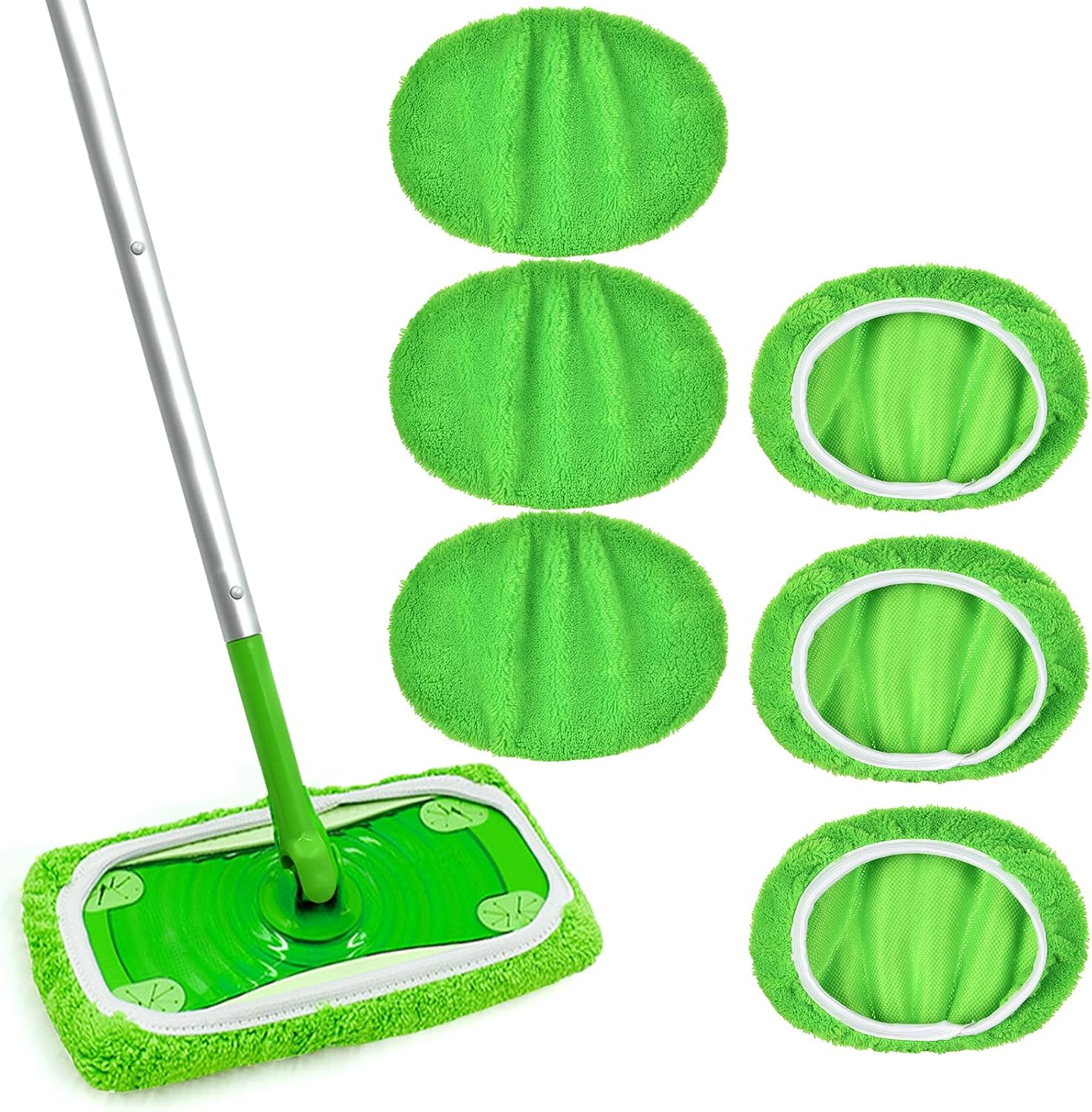 Vicloon 6 Wipes Reusable for Sweeper Mop, Washable Microfiber Sweeping Mop Refills, Reusable for Swiffer Floor Mops, Dry Sweeping Cloth Wet Mopping Cloths for Surface/Hardwood Floor Cleaning