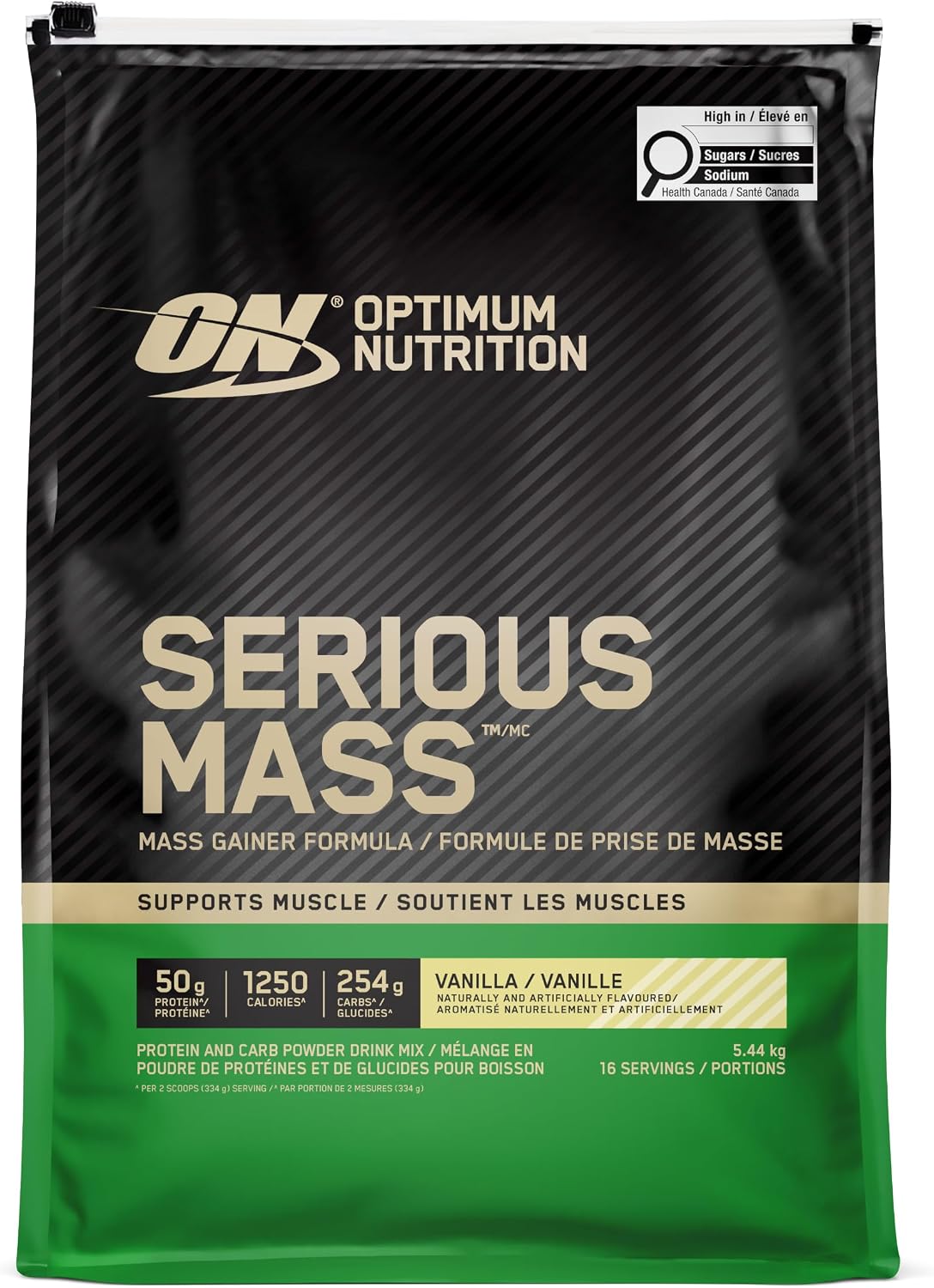 Optimum Nutrition Serious Mass Weight Gainer Protein Powder, Vanilla, 12LB