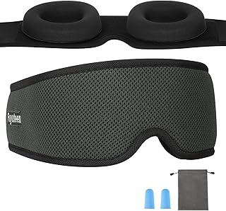 Sleep Mask Blackout 100% Weighted Eye Mask for Sleeping Comfortable 3D Adjustable C-Cup Blindfold Eye Cover for Men Women Sleep Travel,Skin-Friendly & Breathable,All-Season Comfort,Black