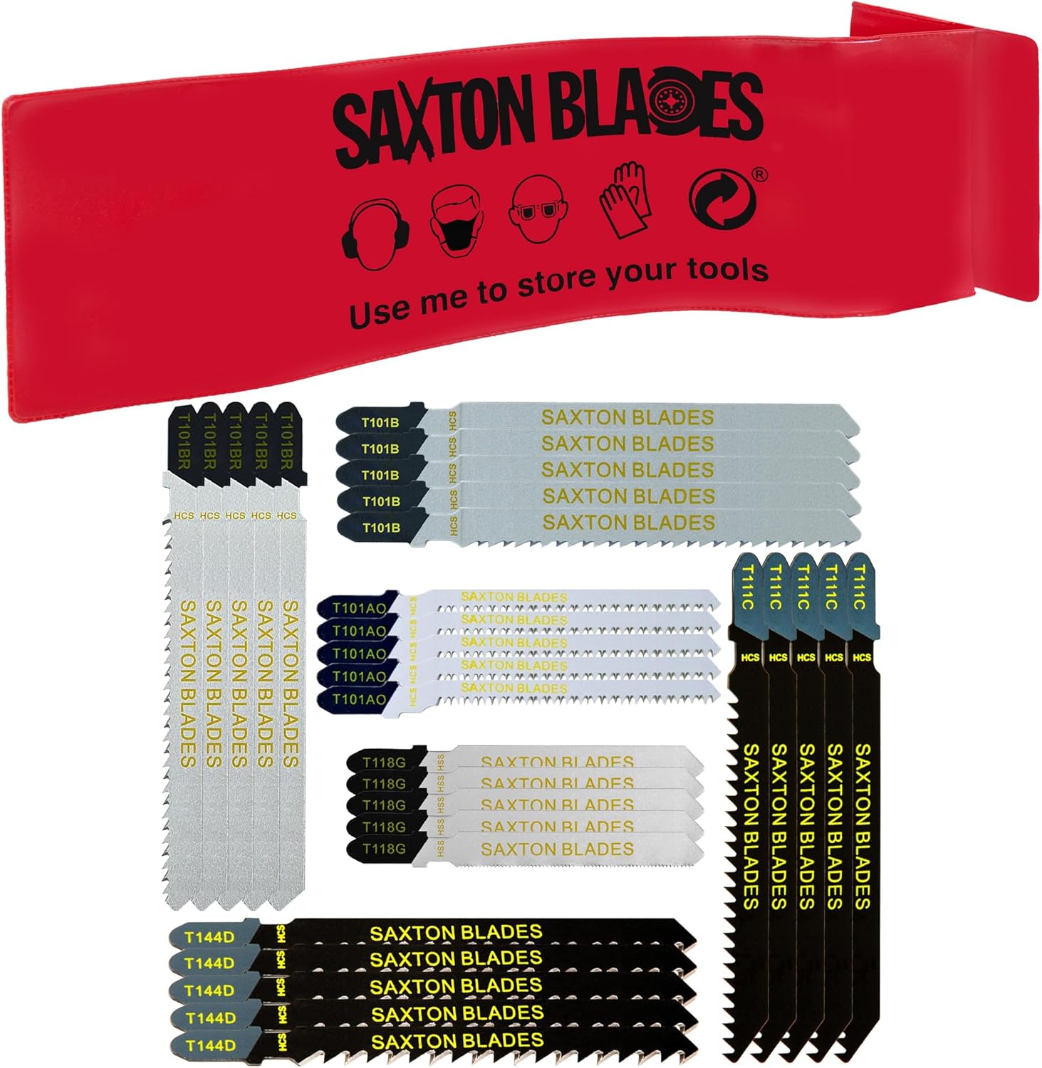 30pc Saxton T Shank Jigsaw Blades Set T144D T101B T101BR T111C T101AO T118G Wood & Metal fit Bosch, Dewalt, Makita etc