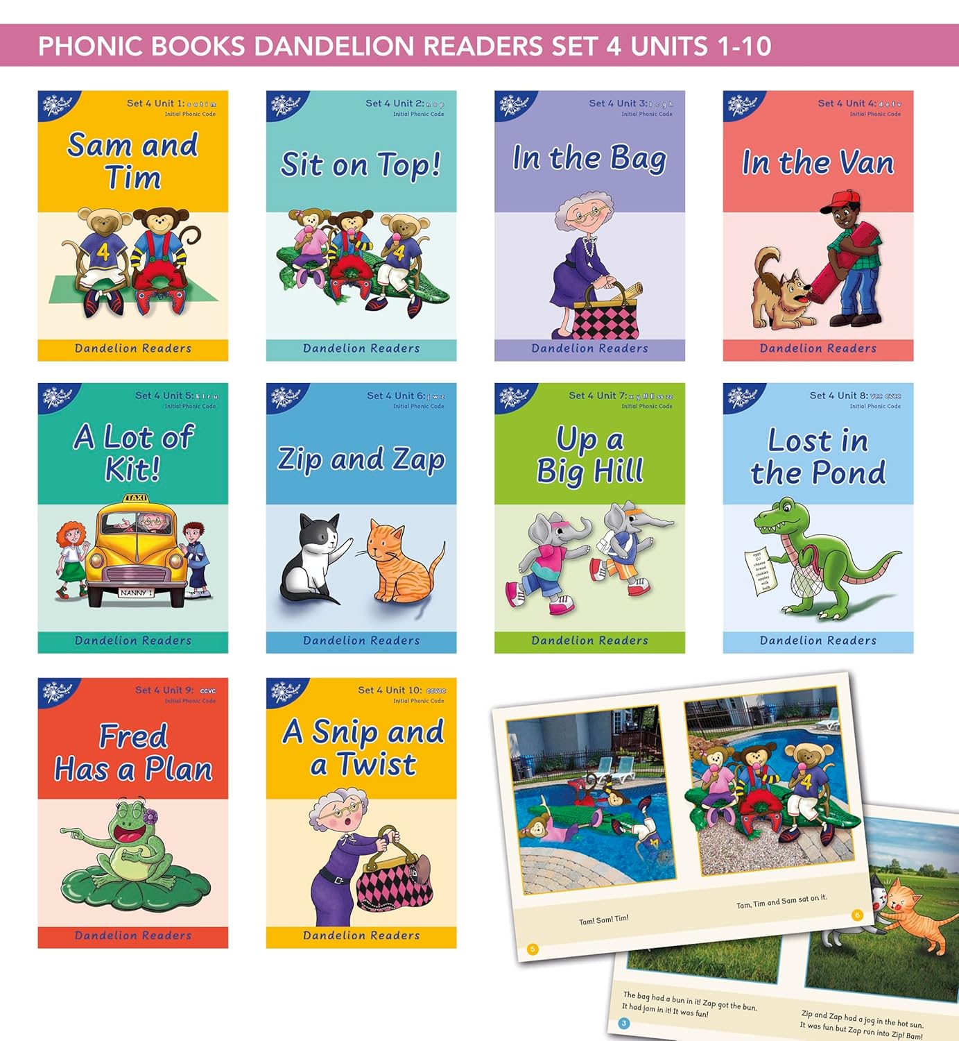 Phonic Books Dandelion Readers Set 4 Units 1-10: Sounds of the alphabet and adjacent consonants (Phonic Books Beginner Decodable Readers)