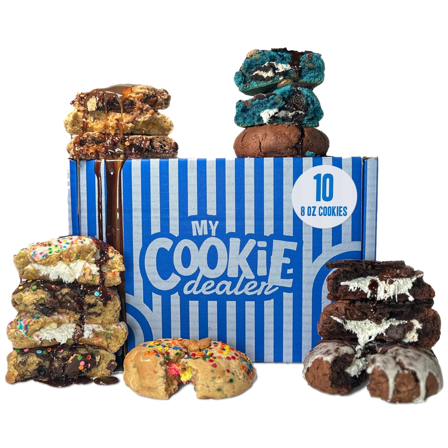 My Cookie Dealer Fresh Baked Cookies, Box (10-Pack, 8oz Cookie) - Individually Wrapped Travel Snacks