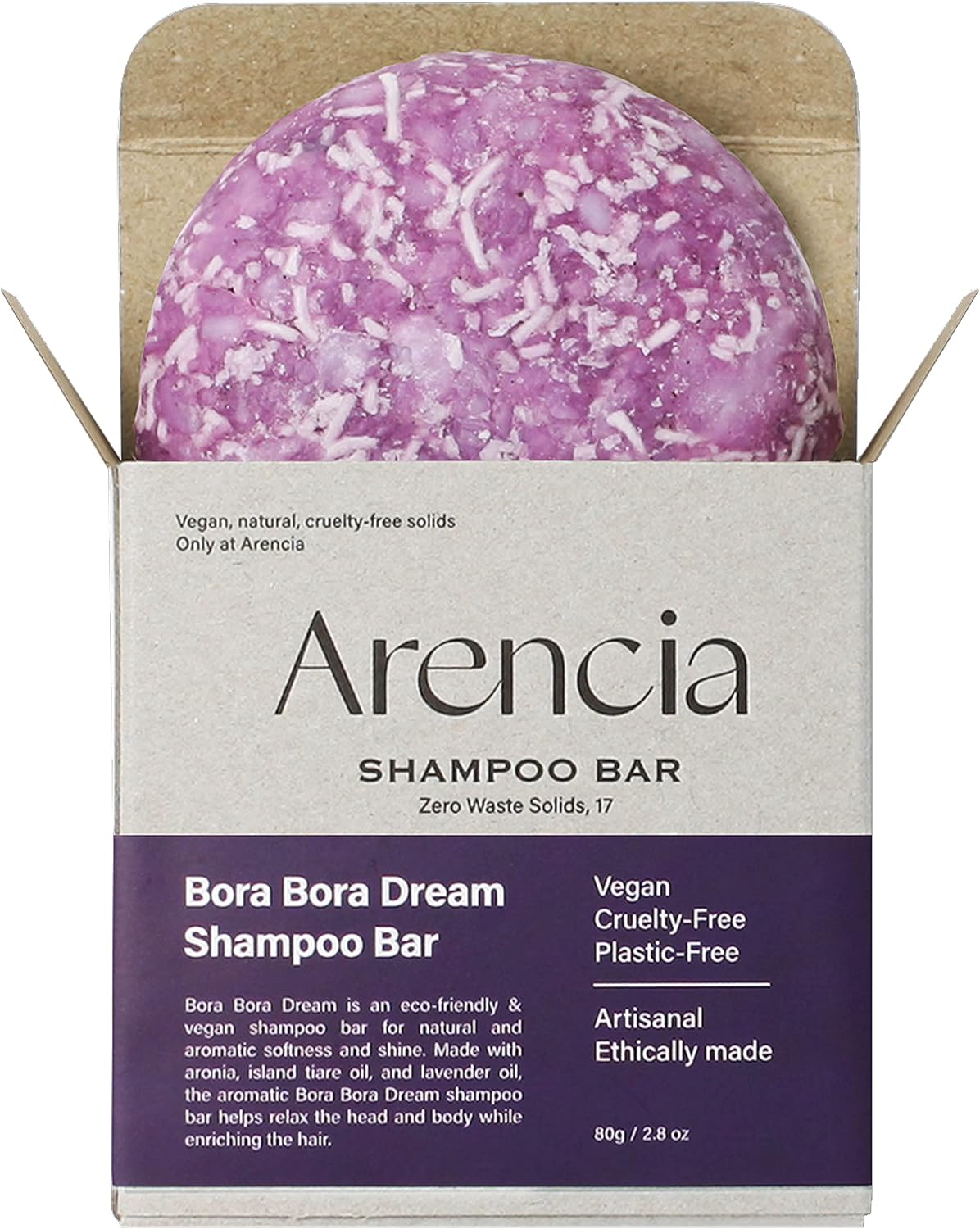 ARENCIA Bora Bora Dream Shampoo Bar for Color Hair & All hair type, Color Protecting, Volumizing, Color treated – Vegan, Natural, Sulfate free, Eco friendly, Plastic Free, Zero-waste Packaging