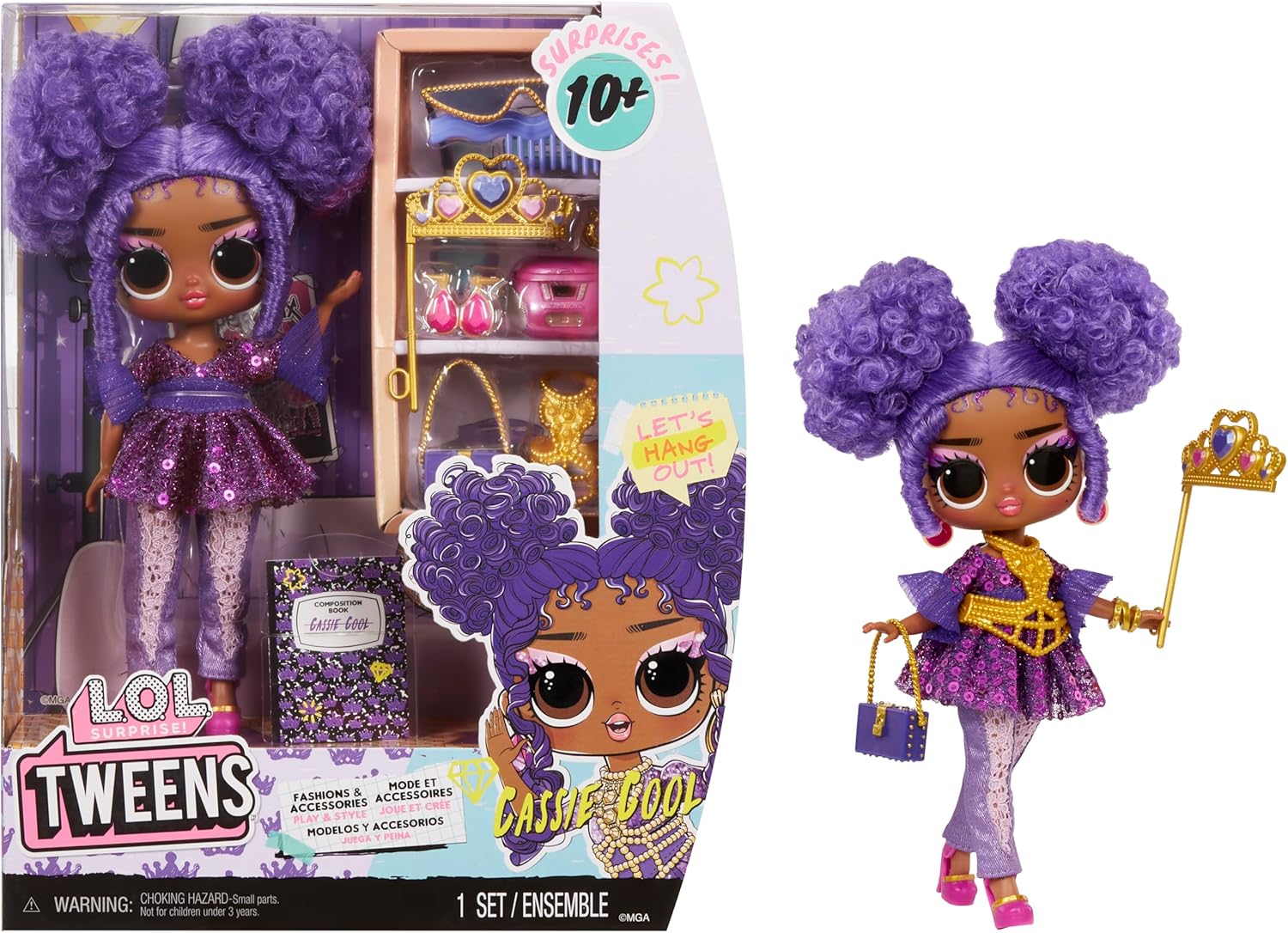 L.O.L. Surprise! Tweens - Fashion Doll Cassie Cool - With 10+ Surprises and Fabulous Accessories – Great for Kids Ages 4+, Purple