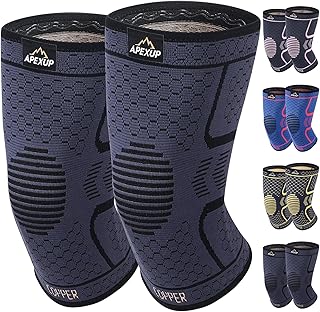 APEXUP Copper Knee Brace for Women & Men, 2 Pack Knee Compression Sleeve for Knee Pain, Arthritis Pain Relief, Meniscus Tear, ACL, Knee Support for Running, Fitness, Weightlifting (M, Black)