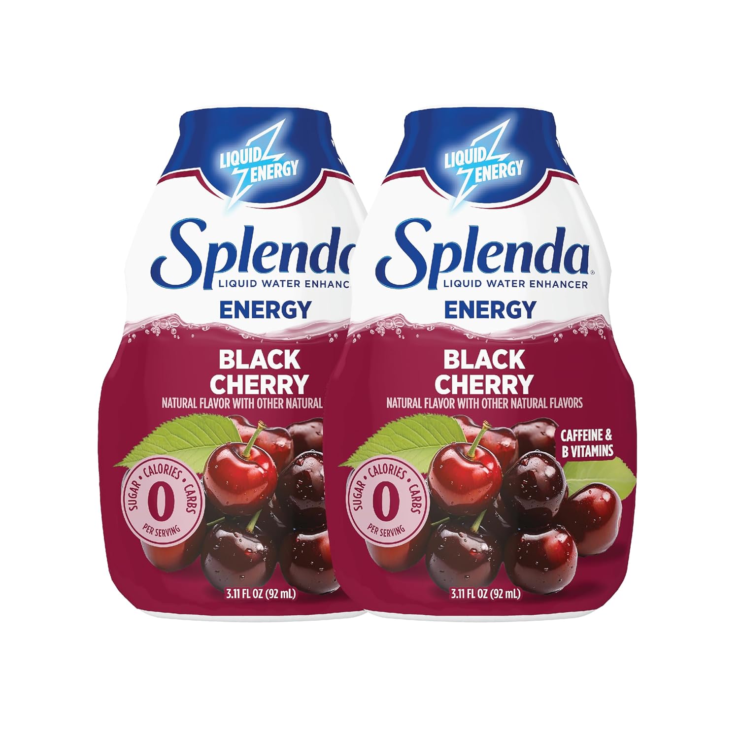 SPLENDA Energy Liquid Water Enhancer, Black Cherry, 3.11 Fl Oz, 2 Pack