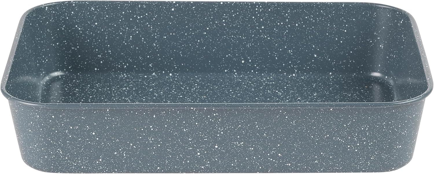 Russell Hobbs Nightfall Stone Roaster – 39cm Non-Stick Carbon Steel Roasting Tray with Deep Sides for Meat & Vegetables, Lightweight Large Oven Tin, Oven Safe to 220°C, Blue Marble