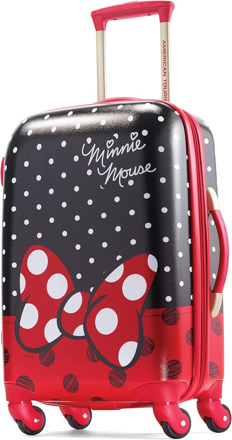 American Tourister Disney Hardside Luggage With Spinner Wheels, Minnie Mouse Red Bow, Carry-On 21-Inch