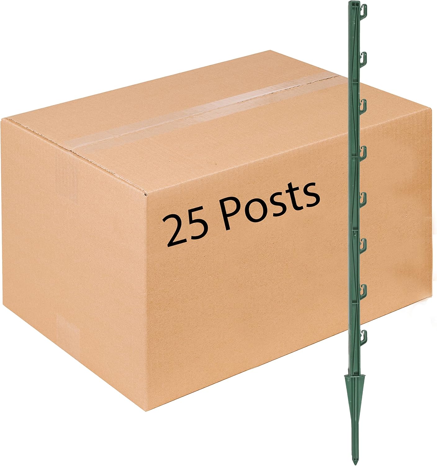 Fi-Shock P-30G 30 Inch Garden Fence Post, Ideal for Gardens and Temporary Fencing - 25 Pack,Dark Green