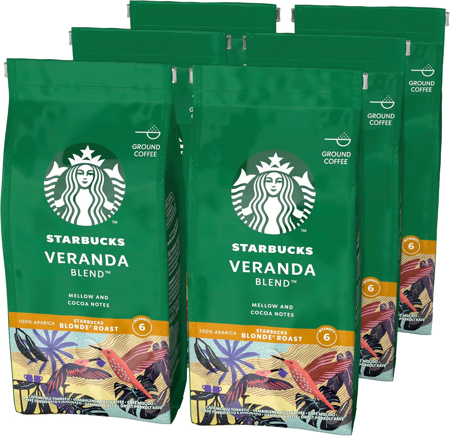 STARBUCKS Veranda Blend, Blonde Roast, Ground Coffee 200g (Pack of 6)