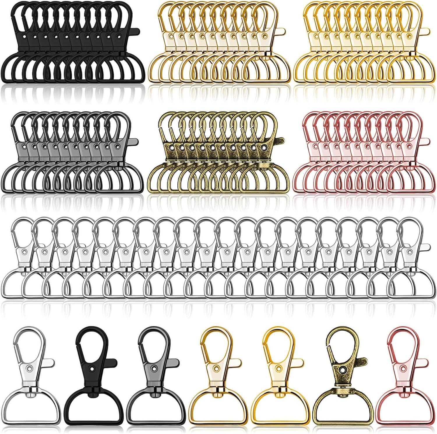 Swivel Clasp Hooks, Anezus 80Pcs Key Chain Clip Hooks, D Ring Clip Lanyard Hardware for Keychain Making, Lanyard Making, Purse Hardware, DIY Craft (3/4” Inside Width)