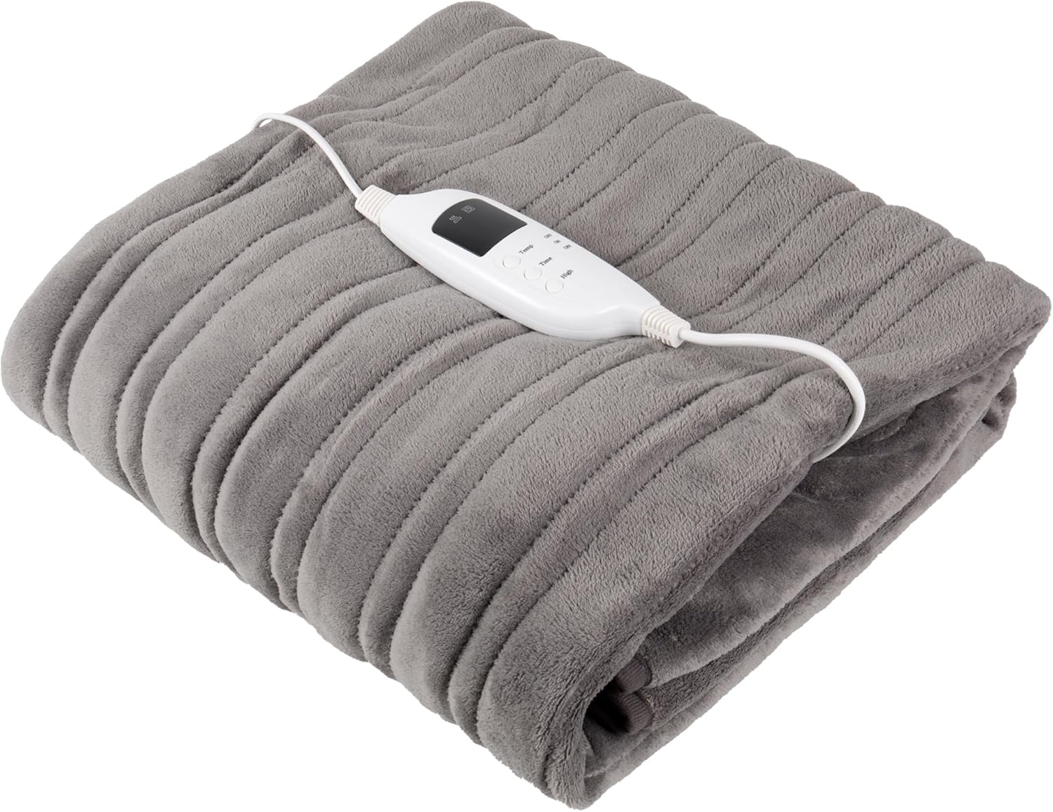 ASAB Electric Heated Blanket with 9 Heating Levels 160cm x 130cm Remote Control Timer Settings Soft Plush Fleece Electric Blanket Throw with Auto Shut Off Overheat Protection Machine Washable Grey
