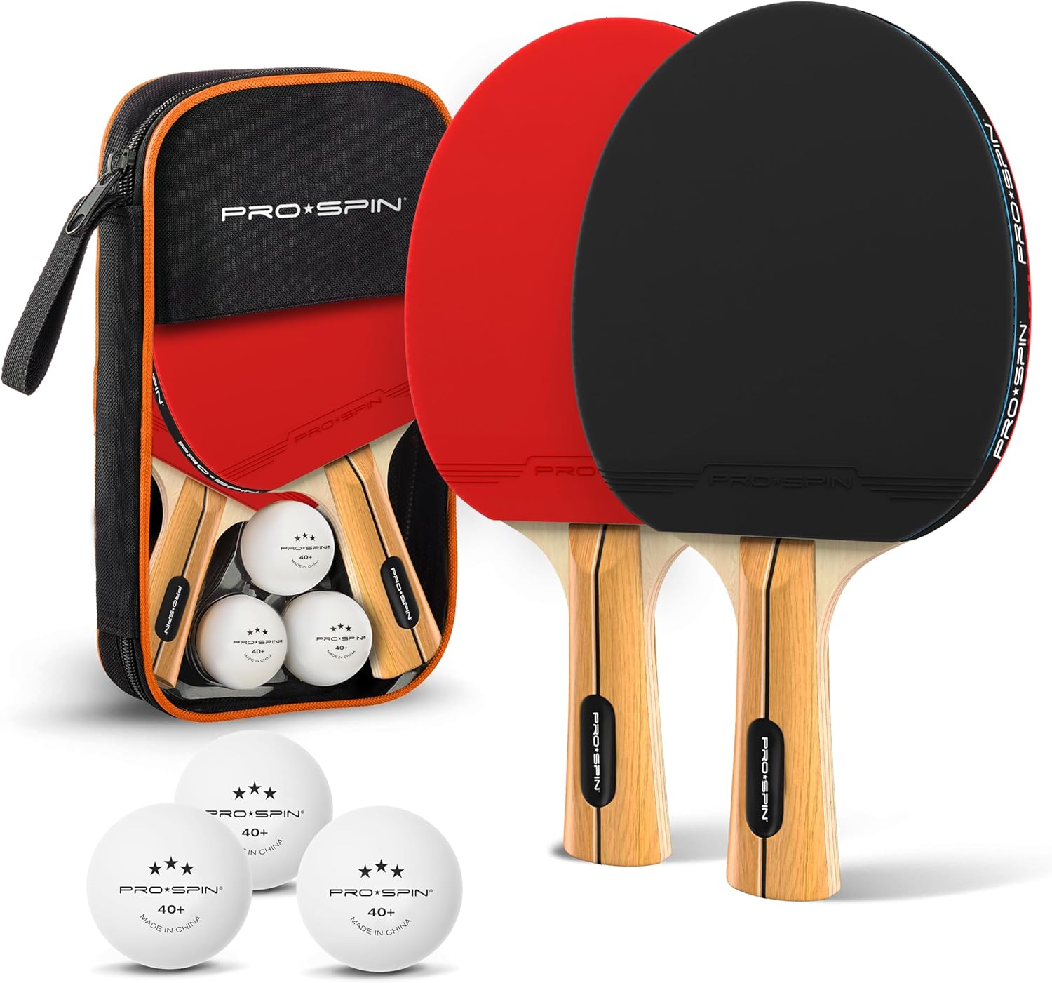 PRO SPIN Table Tennis Bats - High-Performance Set with Premium 3-Star Ping Pong Balls & Compact Storage Case | Perfect for Indoor/Outdoor Tables