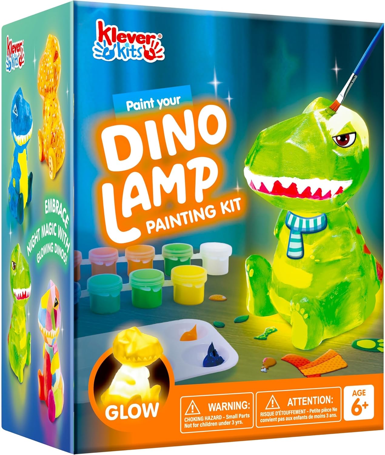 Klever Kits Paint Your Own Dinosaur Lamp Kit,Arts and Crafts for Kids Ages 6 7 8 9 10 11 12,DIY Night Light Painting Kit,Girls Crafts Kit,Dinosaur Toys Age 6+,Activities Art Supplies,Birthday Gifts