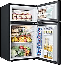 EUHOMY Mini Fridge with Freezer, 3.2 Cu.Ft Compact Refrigerator with freezer, 2 Door Mini Fridge with freezer, Upright for Dorm, Bedroom, Office, Apartment- Food Storage or Drink Beer, Black
