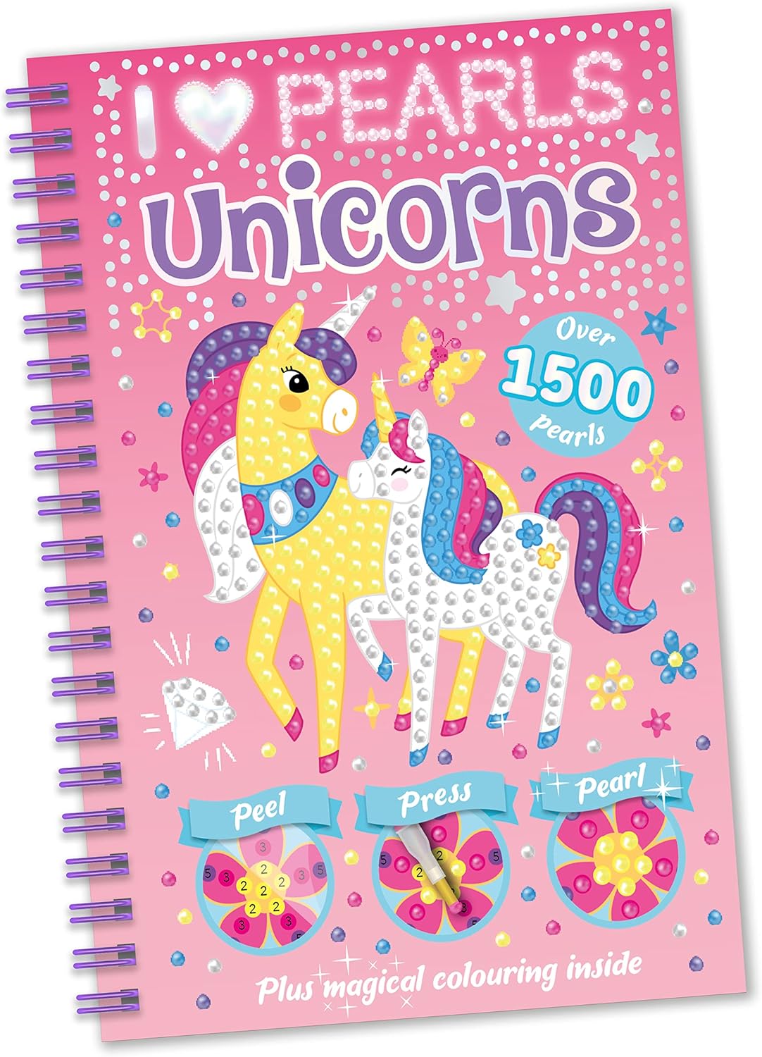 Bookoli - I Love Pearls Unicorns Book - Pearl Art for Kids - Children's Craft Activity Set for Ages 6 to 9 Years - Unicorn Crafts - Includes Over 1500 Pearls - Diamond Painting for Children