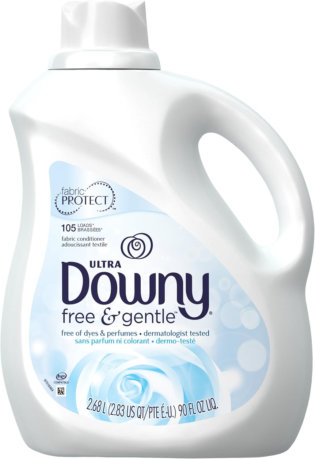 Downy Ultra Fabric Softener Free and Sensitive Liquid 105 Loads, 90-Ounce