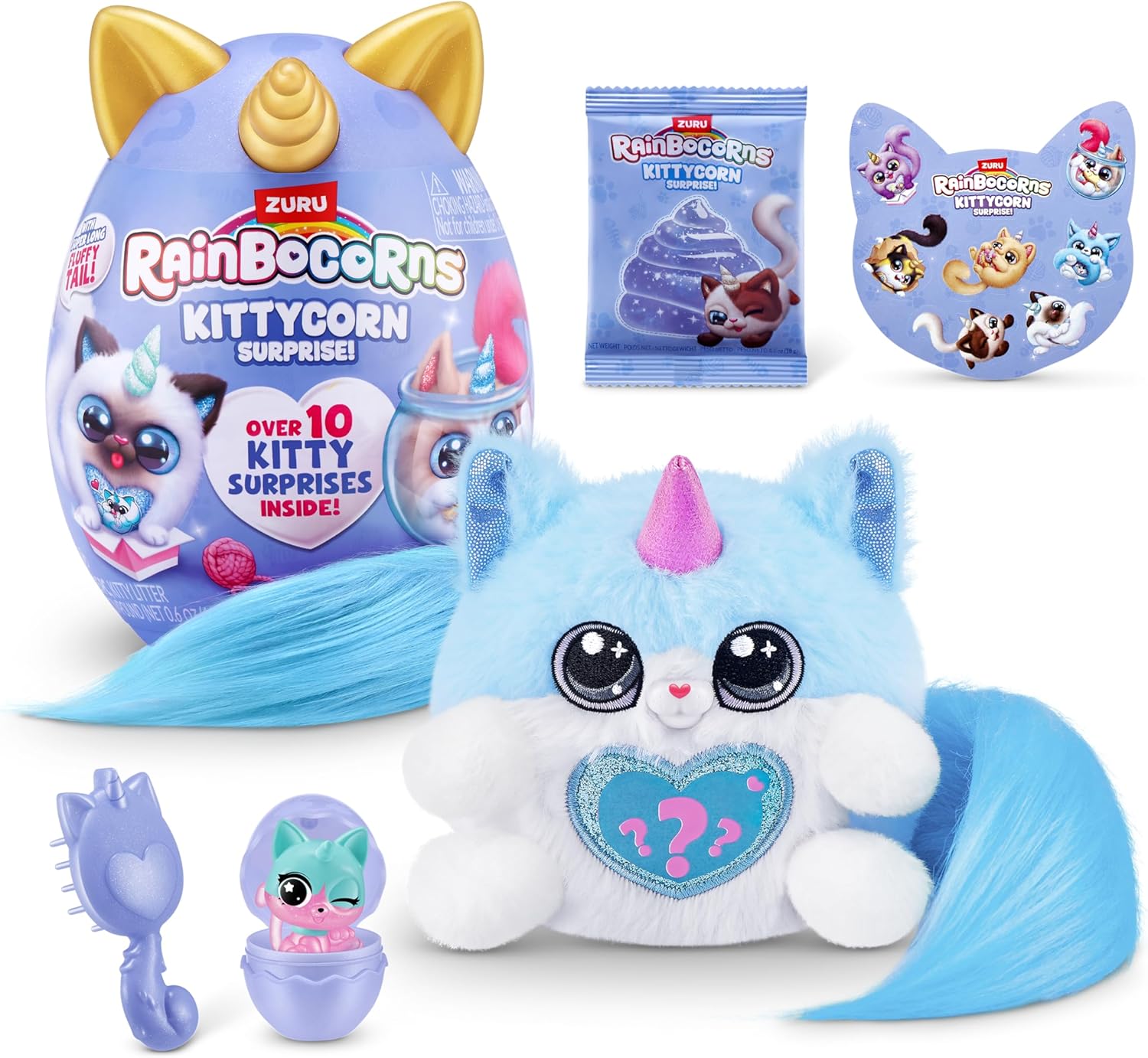 Kittycorn Surprise Series 3 (Maine) by ZURU, Plush Toy, Collectible Plush Stuffed Animal, Slime, Surprise Eggs for Girls