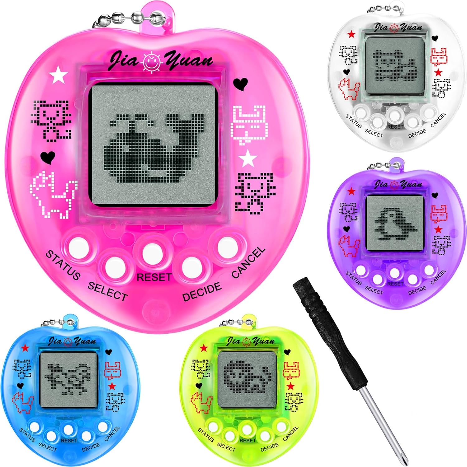 Sosation 3 Pcs Virtual Pets Keychain Virtual Electronic Digital Pets Keychain Party Favor Stuffers Retro Handheld Game Machine Nostalgic 90s Toy for Boys Girls Birthday Gift
