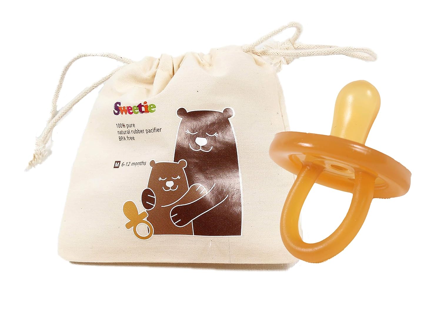 SWEETIE Rubber Pacifier Natural Rubber Natural Rubber Pacifier with Symmetrical Nipple 1 (12-18 Large)