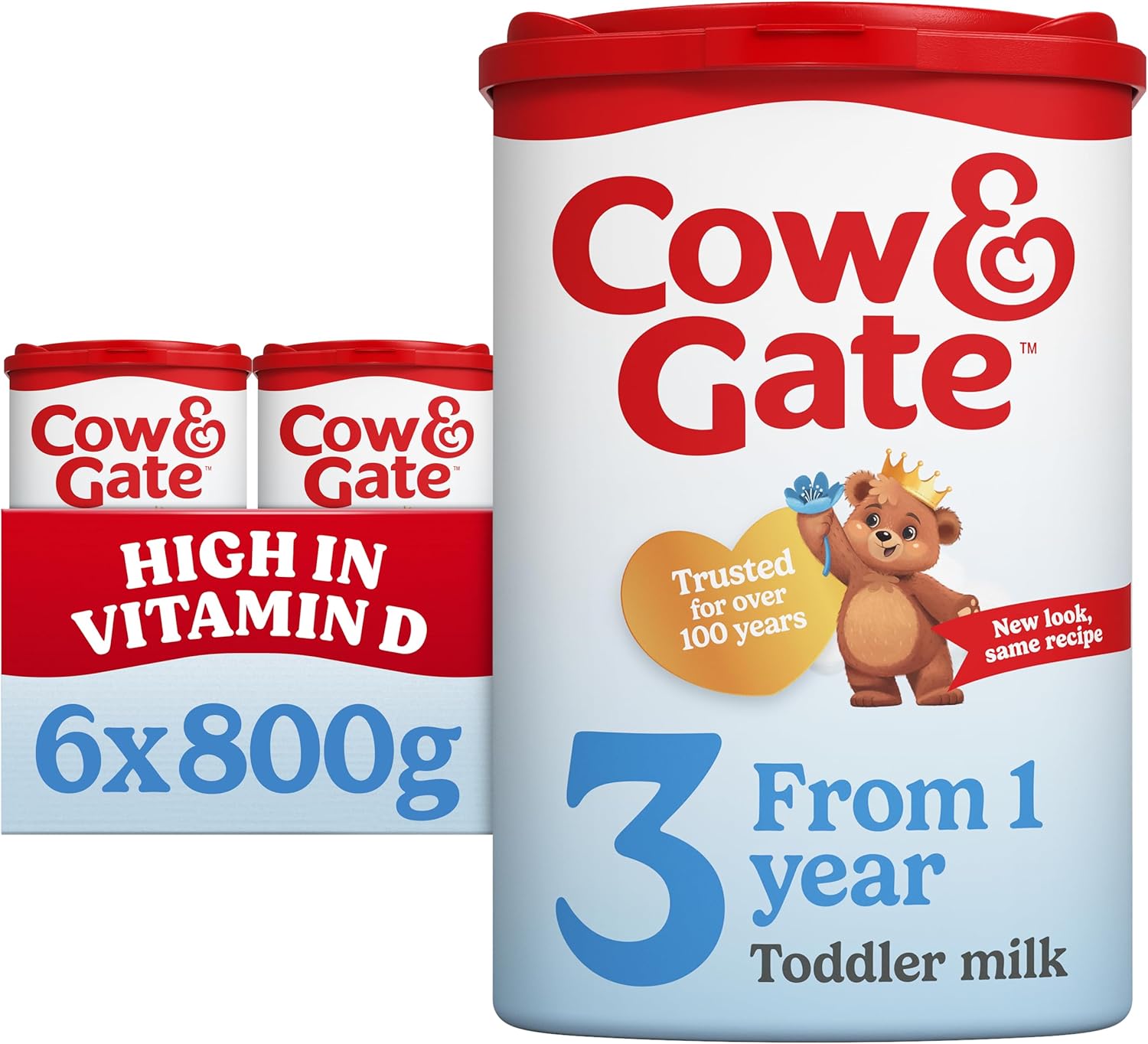 Cow & Gate 3 Toddler Baby Milk Powder Formula, 1-2 Years, 800 g (Pack of 6) - Packaging May Vary
