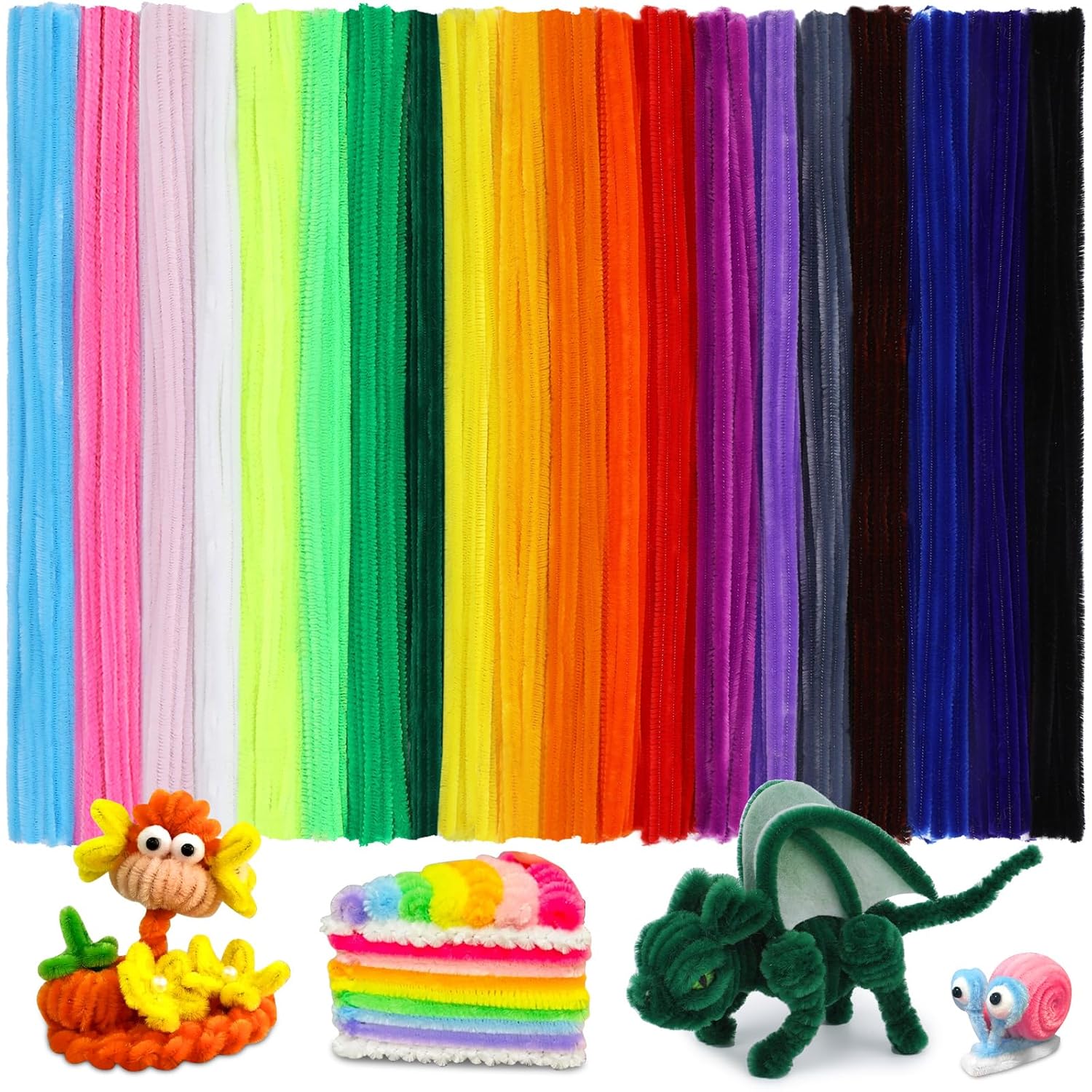 Pipe Cleaners, 200PCS Pipe Cleaners Craft Supplies, Multi-Color Chenille Stems Pipe Cleaners Bulk Fuzzy Sticks for DIY Art and Craft Projects Home Decoration