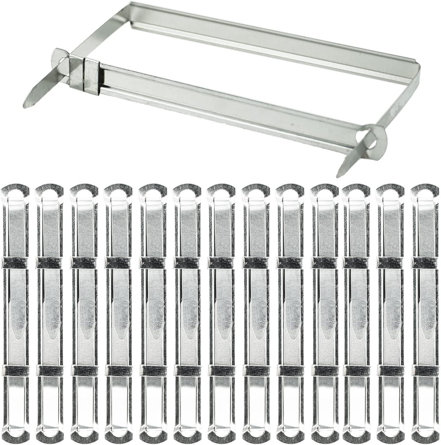 50Packs Filing Strip Fastener Filing Clip 80 mm Acco Fasteners Office Metal Filing Paper Fastener Clips Premium Prong Fastener Storage for Standard 2-Hole Punch, 50mm Capacity