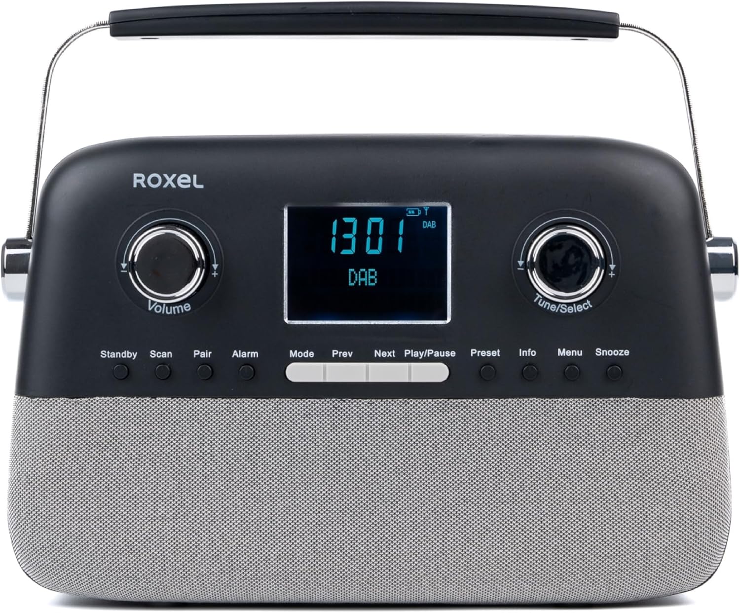 Roxel Retro D2 DAB and FM Radio – 5W Wireless BT Speaker, USB Playback, AUX, Alarm Clock, 30 Preset Stations, Portable Design, Rechargeable Battery, Telescopic Antenna, LCD Display (Black)