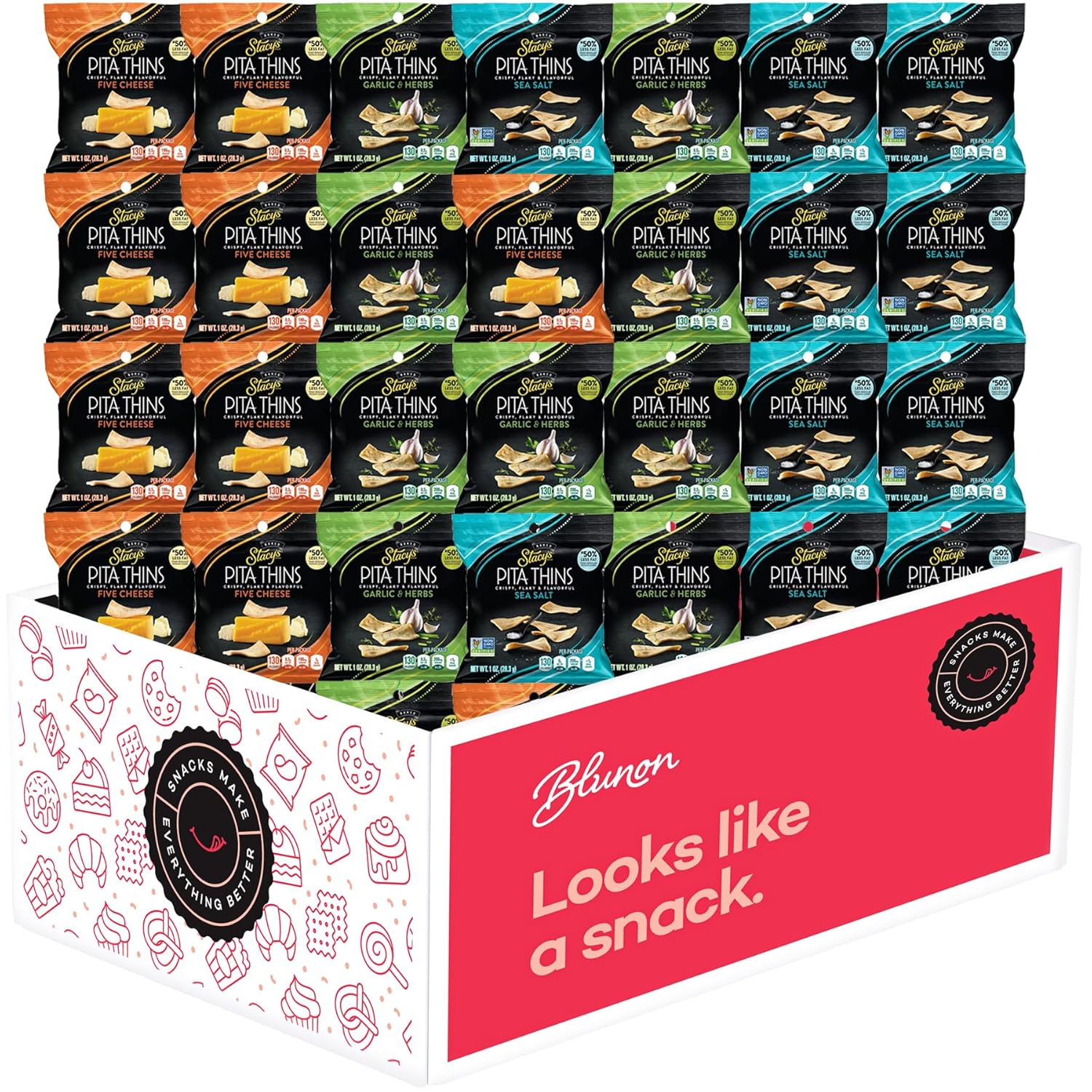 Stacy Pita Thins Variety Pack - Baked Healthy Snack - Bulk Assortment - Care Package Gift Box (30 Count)