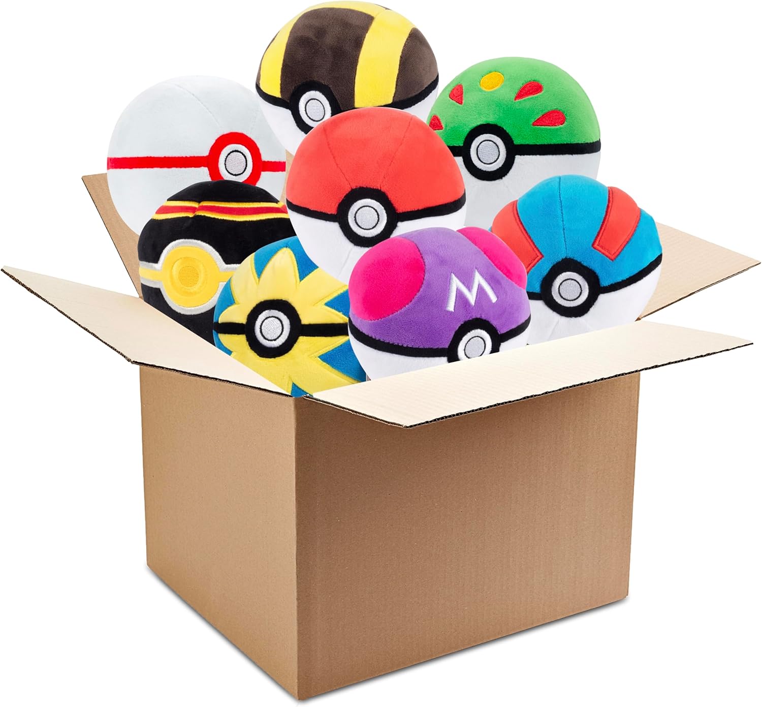 Pokemon 5" Poke Ball Plush Mystery Blind Box 4-Pack - Receive 4 of 8 Assorted Pokeball Toy Styles - Officially Licensed - Styles Vary - Holiday Christmas Stocking Stuffer Gift for Kids - 2+