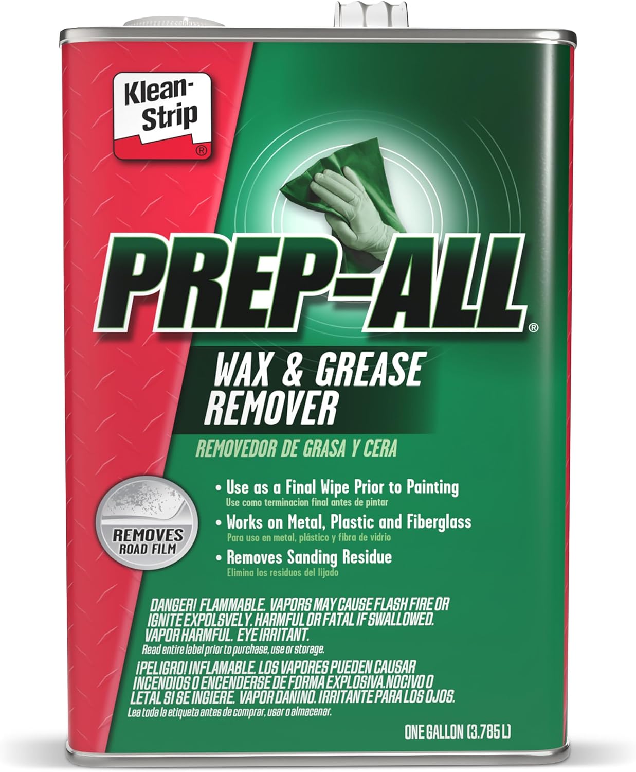 KLEAN-STRIP Prep-All Wax and Grease Remover, Multi-Surface Paint Prep Cleaner, Effective for Auto Body, Garage, 1 Gallon