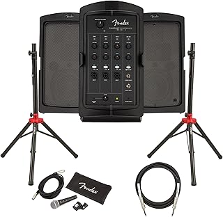 Fender Passport Conference S2 Portable PA System Bundle with Microphone, Compact Speaker Stands, XLR Cable, and Instrument Cable