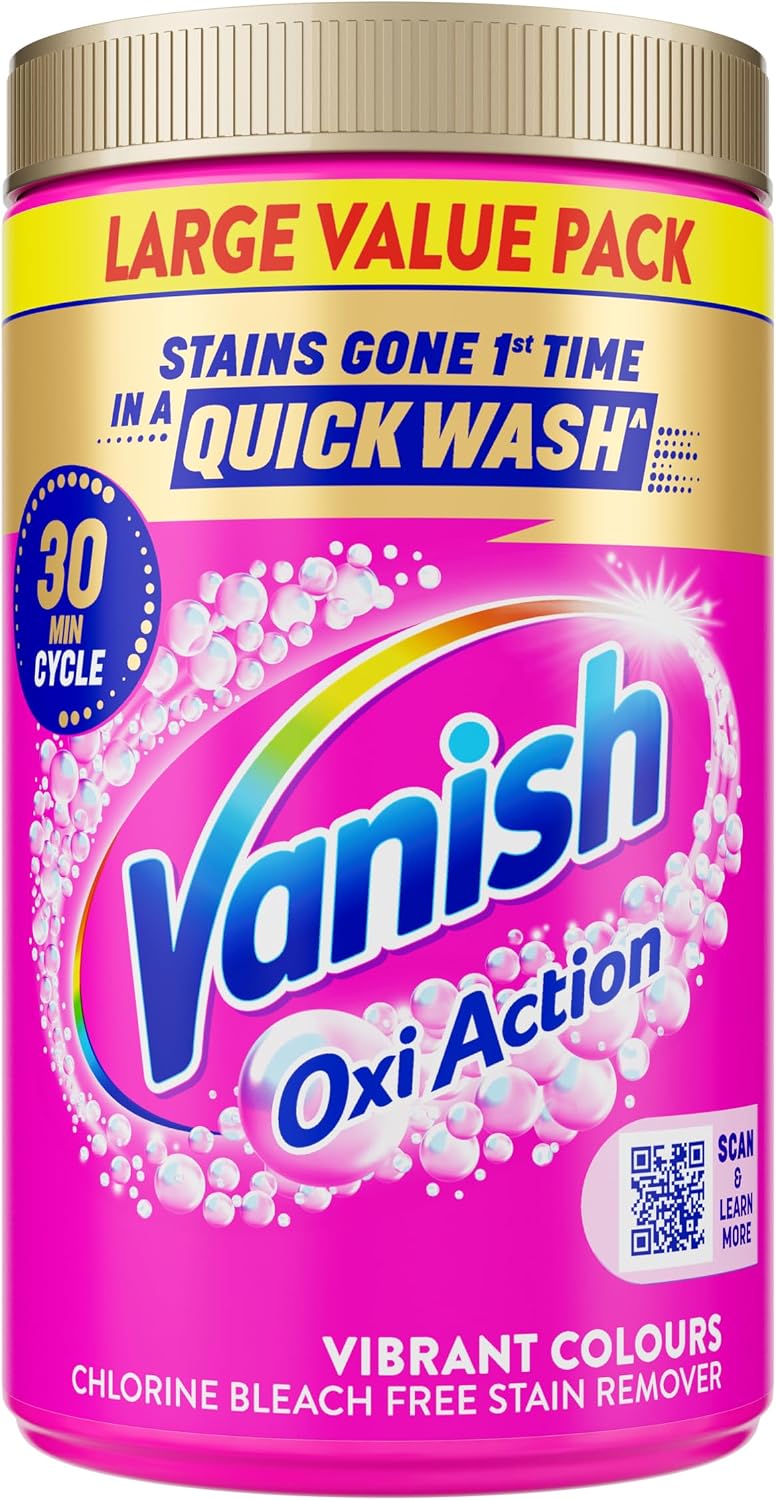 Vanish Stain Remover, Gold Oxi Action Powder, 1.5kg, Removes Stains Laundry Detergent Leave Behind, Protects Fabric Colours and Removes Odours, Bleach Free