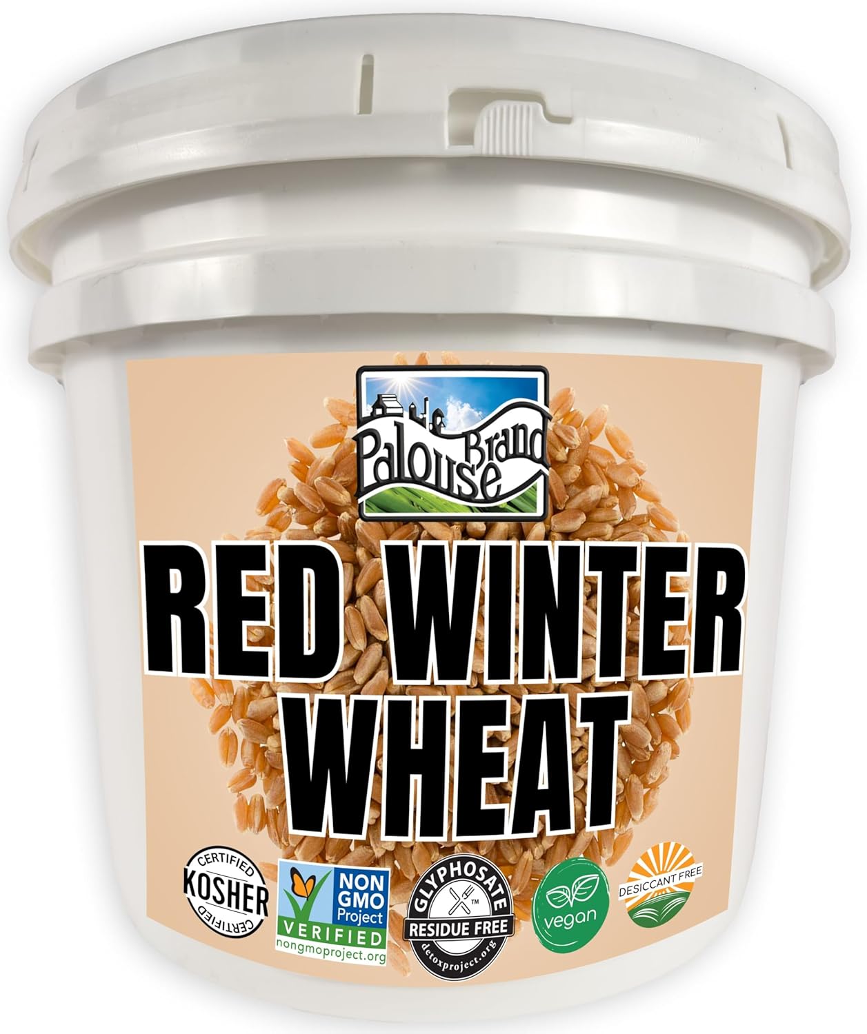 Hard Red Winter Wheat Berries | Certified Glyphosate Residue Free | 25 LBS | Emergency Food Storage Bucket | Non-GMO | Grown on Our Family Farm | Bulk